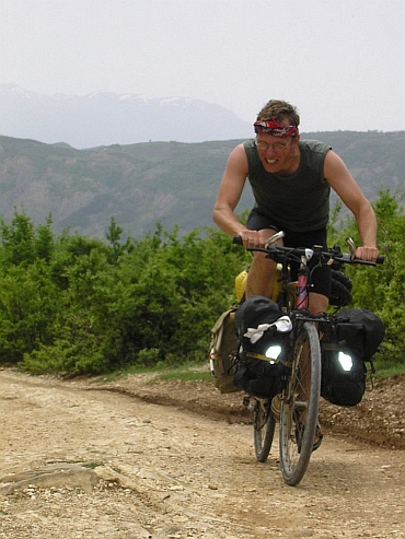 Show of strength... Marco Duiker on the way to Berat