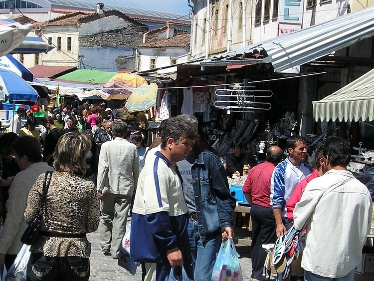 De Turkse Bazaar in Korçë