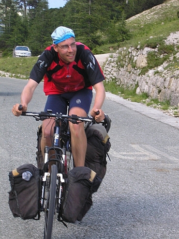 Jeroen is reaching the Vršič Pass, Slovenia