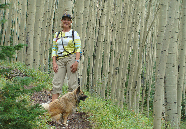 Debbie in the aspen forest