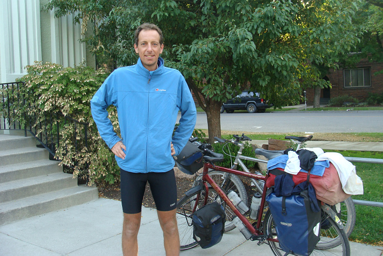 Before the office of the American Cycling Association in Missoula, Montana