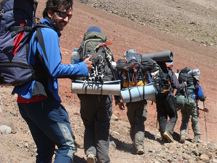 On the way to the campsite for the ascent of the Chachani