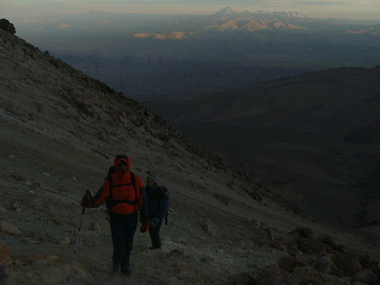 On the way to the top of the Chachani