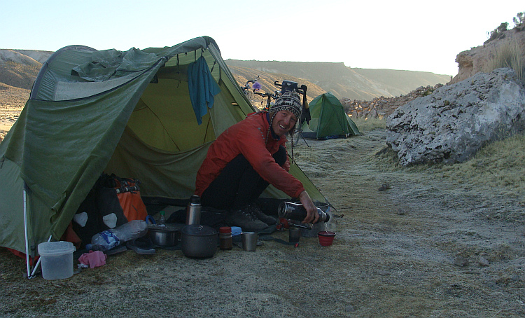 Marten on the campsite on the Altiplano