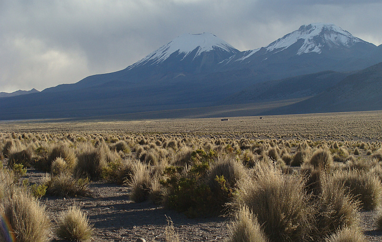 The twin volcanoes Parinacota and Pomarape