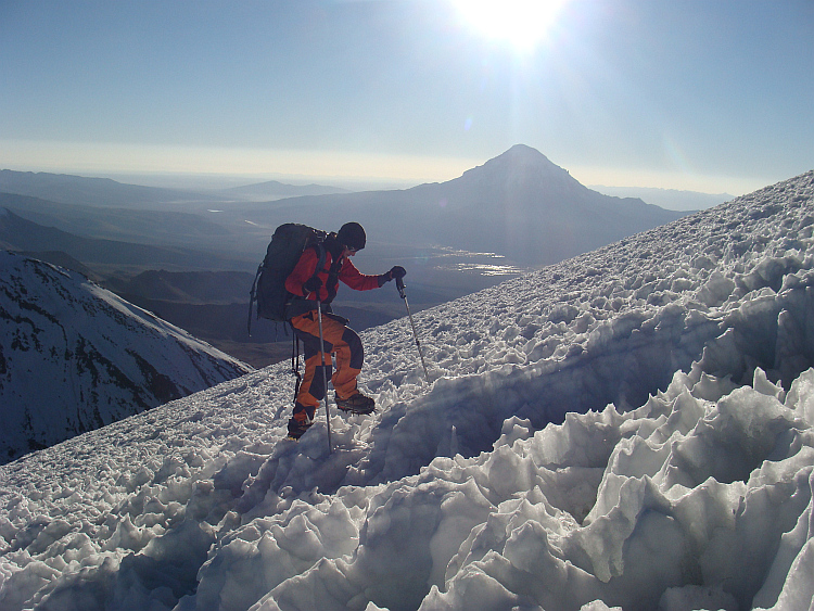 On the climb to the summit of the Parinacota Volcano