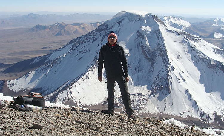 Op de top van de vulkaan Parinacota