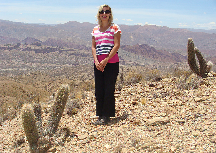 Suzie in the Wild West landscape of Tupiza