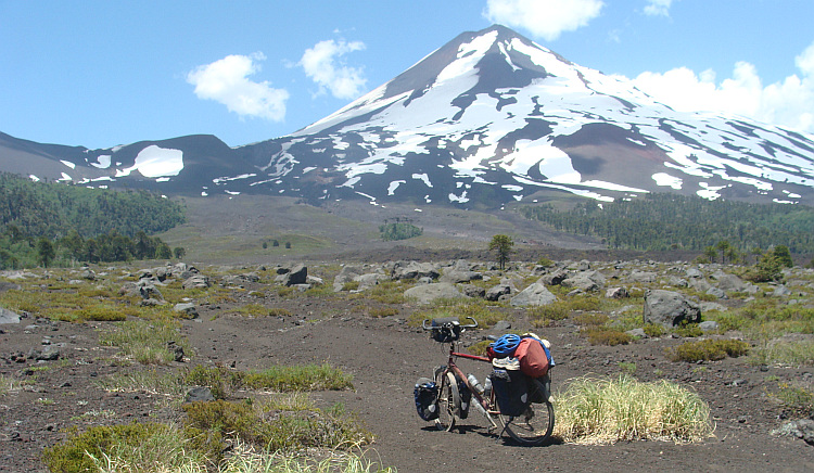 The LLaima Volcano with fresh lava fields