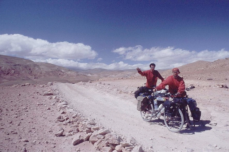 Willem and I under clear blue desert sky