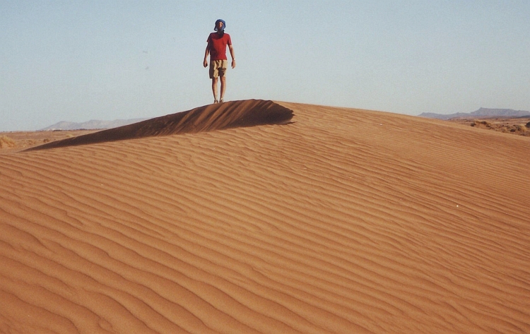 Me on the first dunes near Rissani. Picture by Willem Hoffmans