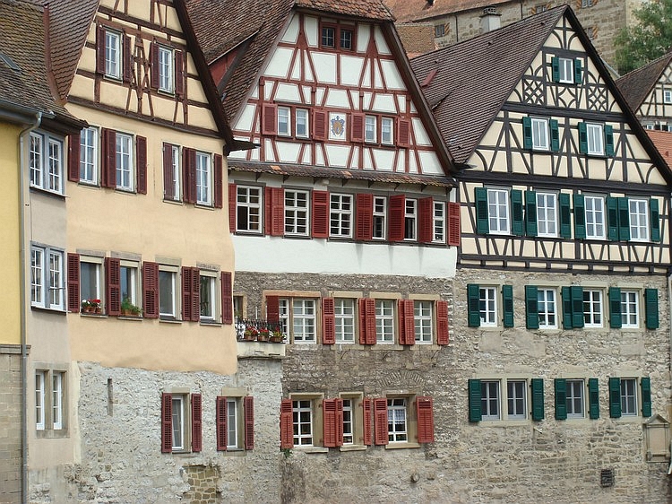 Detail van huizen in Schwäbische Hall, Duitsland