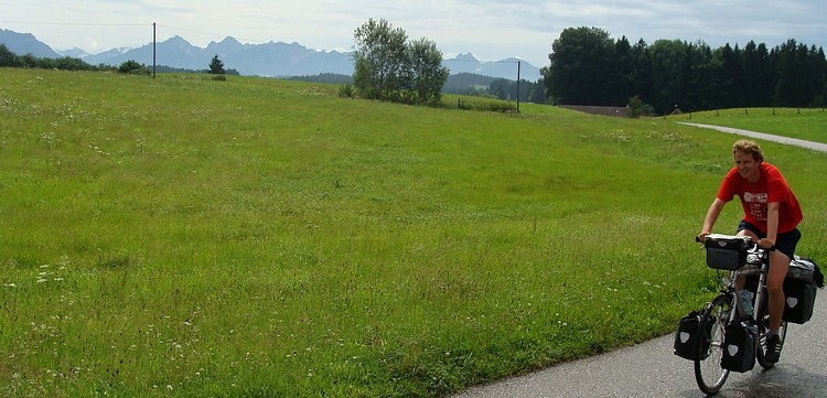 Elmar in action with the Alps in the background