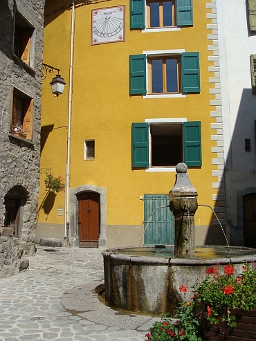 Little square in Colmars, upper Verdon Valley