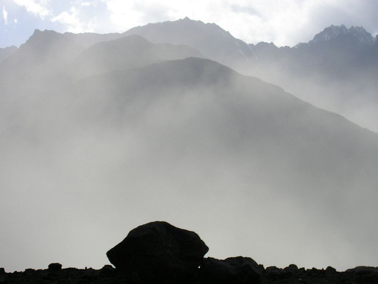 Zandstorm in de Nubra Vallei