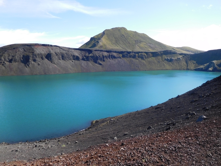 Crater lake Bláhylur in Landmannalaugar