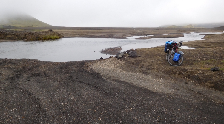 Fording a river in Landmannalaugar