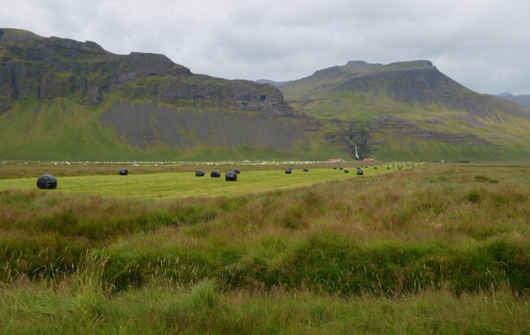 Landschap tussen Seljalandsfoss en Skógar