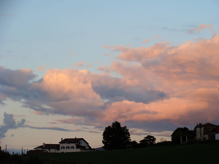 Sunset on the camping of Itxassou