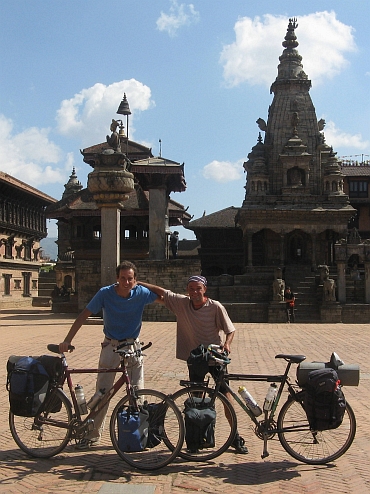 Willem (left) and I (right) at Durbar Square in Bhaktapur